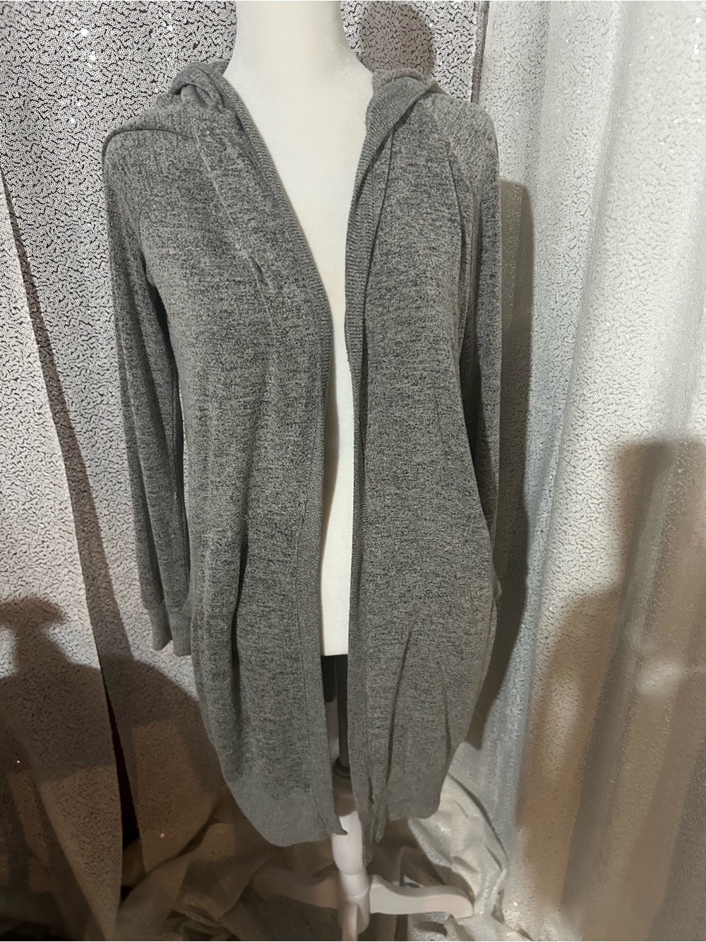 Inspired Hearts Gray Open-Front Hooded Cardigan